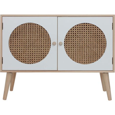 Rebecca Mobili Mobile Basso per Tv Credenza Multiuso con 2 Ante Bianco Marrone in Legno (1/5)