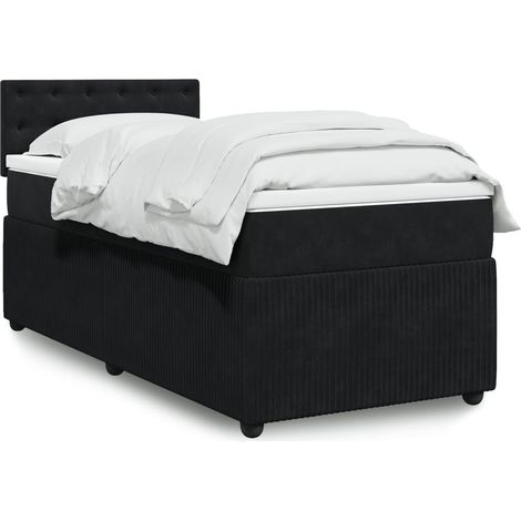 Lit simple - 100x200 cm, Sommier à lattes de lit avec matelas Noir Velours WFE518953 Maison Chic (1/5)