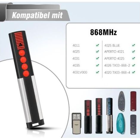 868-MHz-Fernbedienung für Garagentore, 3-teilig, kompatibel mit der Fernbedienung TX03-868-4 4020V000, 4 Kanäle (1/3)