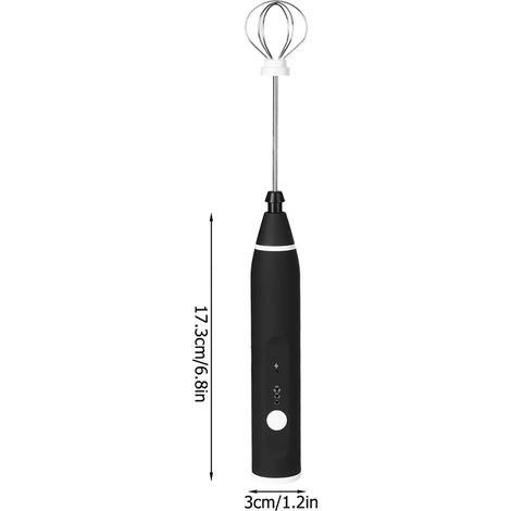 Batteur à œufs électrique automatique, mixeur et mousseur à lait à 3 vitesses réglables avec chargement USB, noir (1/5)