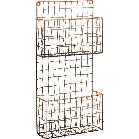 Premier Housewares Two Toned Wall Mount Magazine Rack Black And Rose Gold Two Tiered File Holder Iron Frame Magazine Rack For Stacking Up Books Magazine Newspapers Files (1/4)