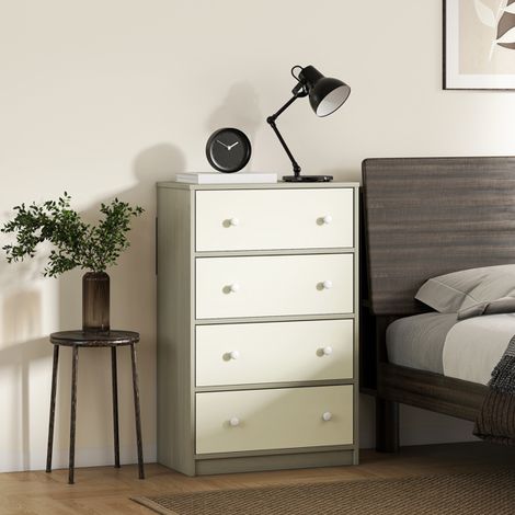 Lightweight Fabric Drawer Chest with Four Organizing Bins,Foldable Design,Dual Handles,and MDF Frame for Easy Storage Solutions (1/5)