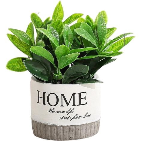 Bouquet de fleurs artificielles, fleurs en plastique longue durée, arbre à argent décoratif - plante artificielle en pot. (1/2)