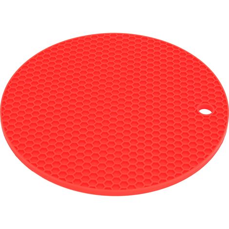Tapis de table rond en silicone épais de qualité alimentaire, isolant pour four à micro-ondes, rouge (1/5)