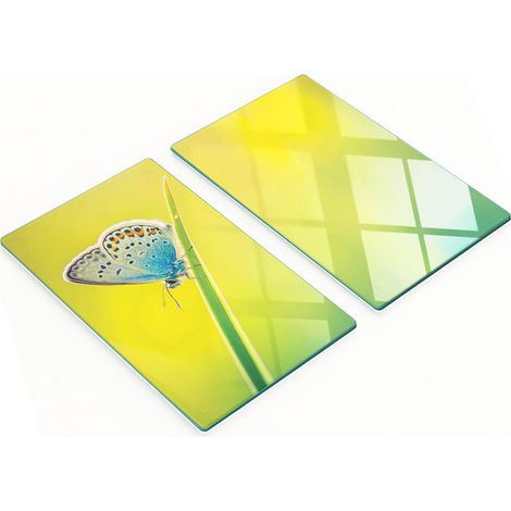 Juego de tablas de cocina de vidrio templado con dise帽o de mariposas, 2 x 30 x 52 cm.
