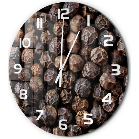 Horloge Murale Ronde Maison Verre Trempé Silencieuse Design Moderne Élégant Grains de poivre fi 60 cm (1/5)