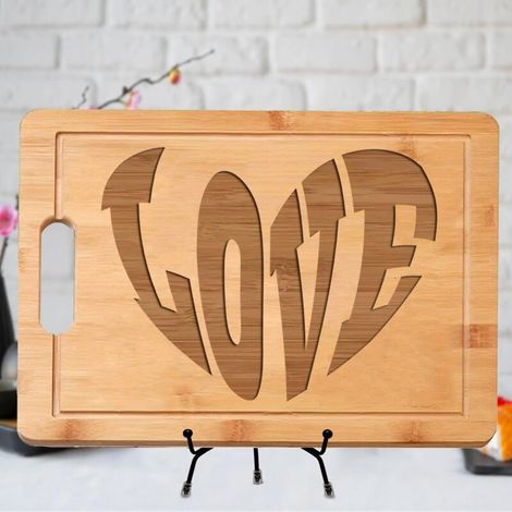 Planche en bambou "LOVE" – Message romantique gravé, cadeau unique (1/5)