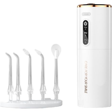 1 pièce Nouveauté améliorée : Hydropulseur électrique blanc Ulysse, irrigateur buccal portable à impulsions pour détartrage et nettoyage dentaire (1/5)