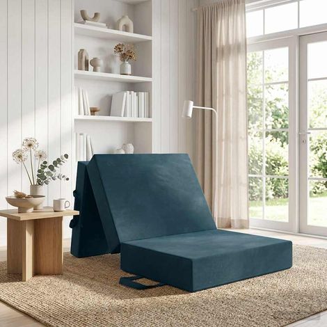 vidaXL Sofá Cama Plegable 75 x 63 x 45 cm Azul (1/5)