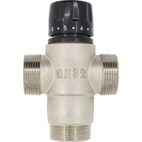 Mitigeur thermostatique 3 voies 1/2 3/4 1-1/4 1-1/2 pouce pour bain baignoire douche douchette cuisine robinet robinetterie (1-1/4 pouce (DN32)) (1/5)