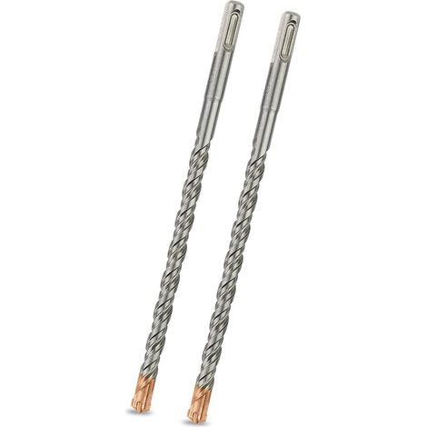 Foret SDS Plus 10mm x 200mm x 2pcs, Idéal pour Percer Dans le Béton, Brique, Pierre, Maçonnerie - 4 pointes en carbure, Accessoire Marteau Burineur (1/5)
