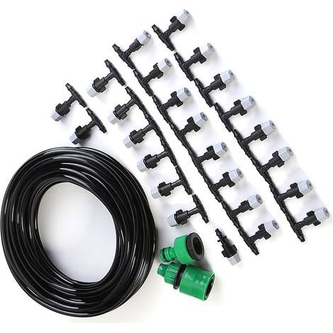 Système de brumisation d'eau pour jardin et terrasse, tuyau d'arrosage avec buse, kit de micro-irrigation de 15 m (1/5)
