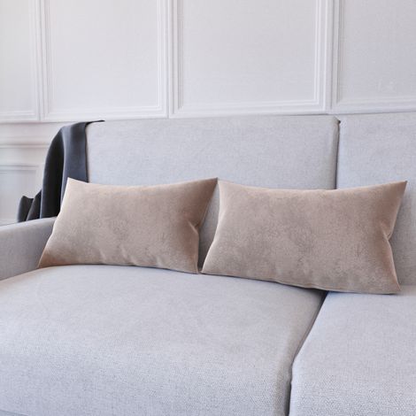 Set di 2 Federe Per Cuscini In Velluto Morbido e Resistente Copricuscini Per Divano Poltrona Soggiorno Arredo Arredamento Casa Design Moderno Elegante Con Cerniera Invisibile (1/2)