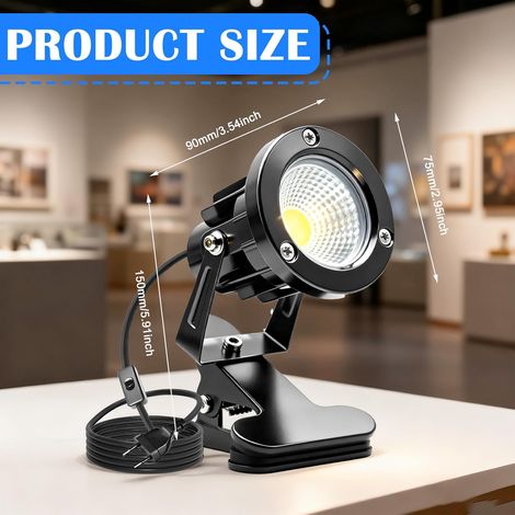 Faretto LED Da Giardino 10W Con Spina, Clip E Cavo 1,8m &ndash; Luce Calda 3000K, Impermeabile IP65