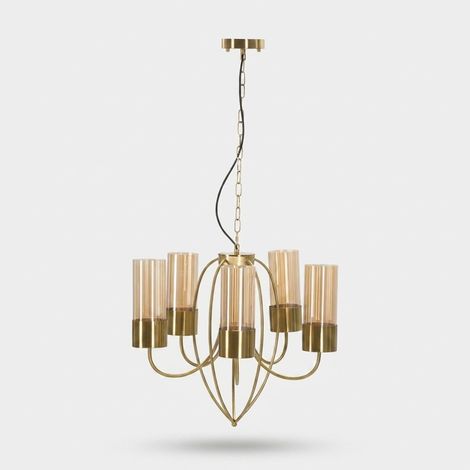 Lámpara suspensión Mauro Ferretti Elegant metal dorado 80x103 cm (1/5)