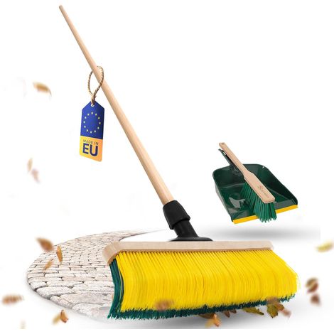 Balai à griffes Novaliv avec manche 60 cm, y compris ensemble de balayage extérieur, balai spécial à poils courbés - idéal comme balai de jardin,