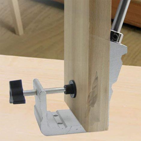 Guide perçage oblique en bois, gabarit de positionnement pour foret, outil de perçage d'angle, kit de guidage pour menuiserie, précision et fixation facile. (1/5)