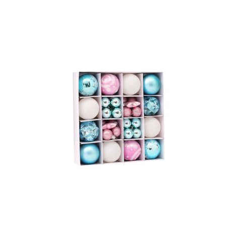 Juego de 42 adornos navideños irrompibles de color rosa y azul para árboles de Navidad, decoración de fiestas, bodas y hogares - Crezuo