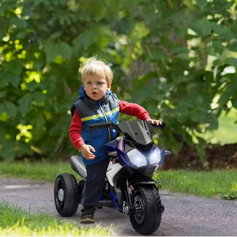 Elektrisches Kinder-Motorrad mit Licht und Sound, 3 km/h, wiederaufladbar, blau/weiß HAVRYA (1/4)