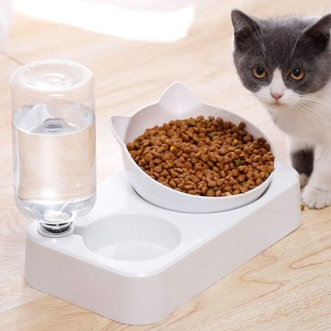 Lot de 2 gamelles d'eau et de nourriture, distributeur d'eau automatique avec gamelle de nourriture, pour chiens et chats de petite taille ou moyenne taille-Fei Yu (1/5)