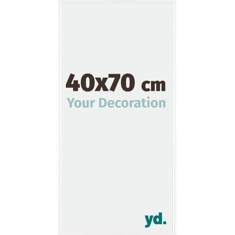 Cadre photo 40x70 cm en plastique blanc brillant – Plaque de verre anti-reflet résistante UV – Pour portrait ou paysage