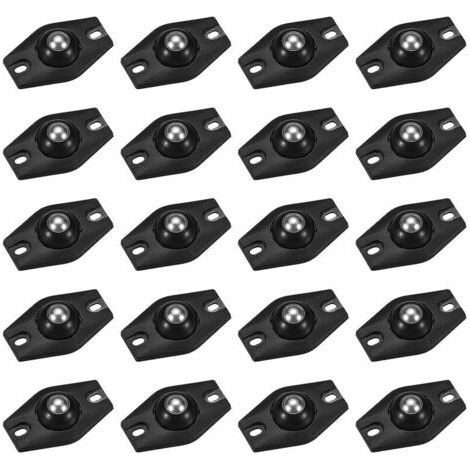 Petite roulette, roulette de meuble, mini roulette, roulette pivotante, matériau ABS, mini roue universelle auto-adhésive, pour poubelles, boîtes de rangement, petits meubles (noir, 20 pièces) (1/5)