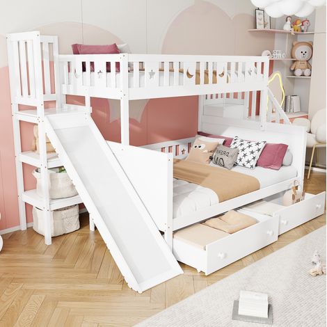 Cama Litera 90x200/140x200 Cm Escalera Segura Y Almacenaje (1/5)