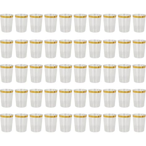 50 gobelets de 30 cl élégants à bord doré, verres à vin et cocktails robustes, verres à jus chics pour fêtes, mariages, anniversaires [jkw] (1/5)
