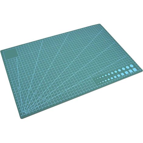 Tapis de découpe A3 quadrillé en PVC auto-cicatrisant pour papier, cuir et tissu (vert) (1/5)