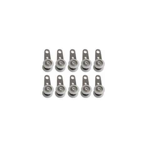 Lot De 10 Roulettes Pour Baies Vitrées Ou Portes Coulissantes  En Métal Et En Plastique  4,5X 1,9Cm
