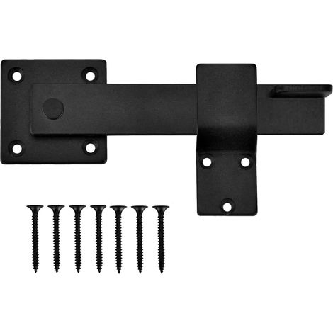 Verrou à bascule 15 cm – Loquet de porte de grange robuste en fer noir mat pour portails extérieurs, abris, garages, cabanes et meubles en bois (1/5)