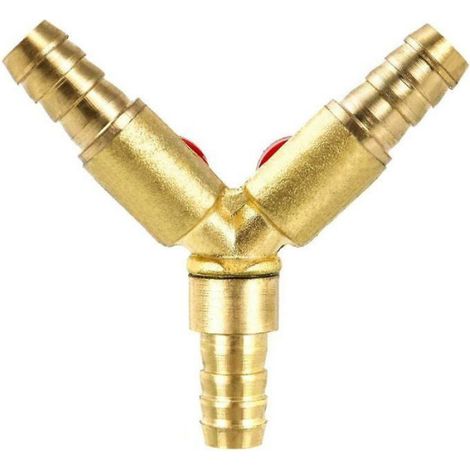 Y Connecteur Tuyau 3 Voies, Laiton Zinc, Valve à Bille 10mm pour Eau, Huile, Gaz, Jardin (1/4)