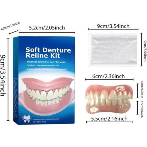 Kit De Reliure En Silicone Pour Protheses Dentaires - Reconditionnement Souple Pour Ajustement Personnalisé - 1 Unite
