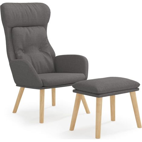 Maison Exclusive - Relaxsessel mit Hocker Dunkelgrau Stoff (1/5)
