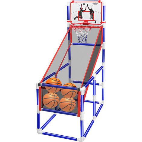 Jeu de basketball pour enfants, panier de basketball pour intérieur et extérieur, 4 ballons, hauteur réglable de 88 à 140 cm, équipement d'entraînement. (1/4)