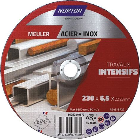 NORTON - Disque à ébarber moyeu déporté intensif métal 230x6.5x22.2