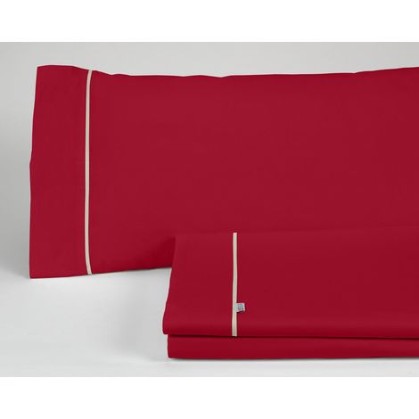 Juego de sábanas liso color burdeos - Cama de 135/140 (3 piezas) -50% algodón / 50% poliéster - 144 hilos. Gramage: 115 (1/5)
