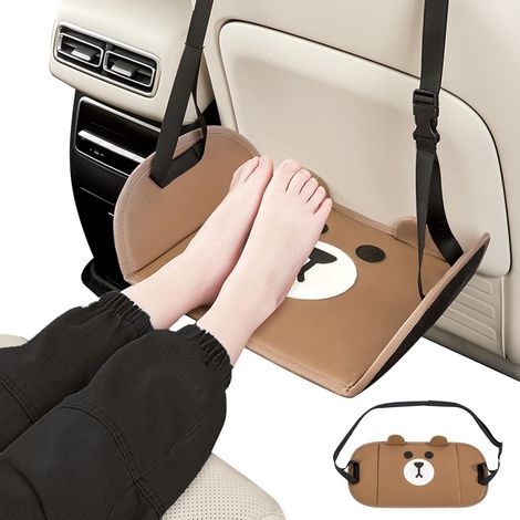 Fußhängematte – 1 Stück – PU-Gewebe – Verstellbar und tragbar – Ideal für Flugzeug, Auto und Büro – 46 x 24,5 cm, Braun (1/5)