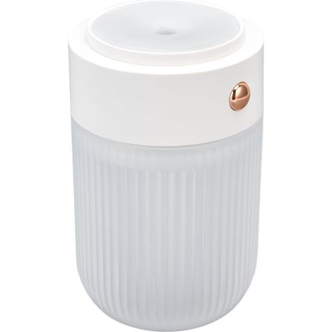 Mini humidificateur d'air 250 ml, alimenté par USB, lampe colorée, blanc, idéal pour la voiture, le bureau et le salon. (1/5)
