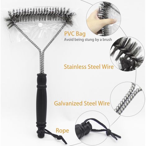 Filiyano-Petite brosse pour barbecue avec grille, brosse de nettoyage pour gril, usage extérieur, acier inoxydable (1/3)