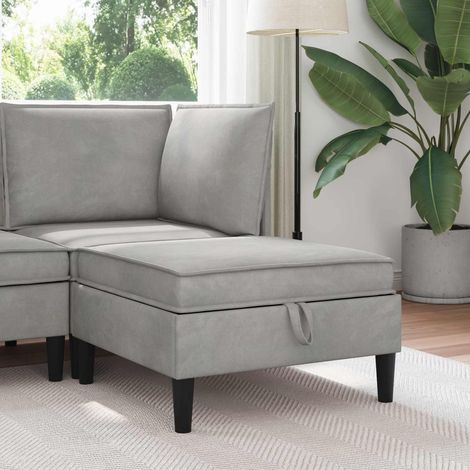 Taburete de Sofá con Almacenamiento Gris Claro Terciopelo (1/5)