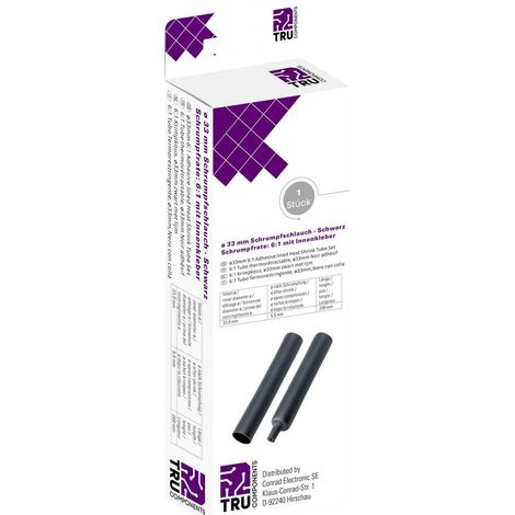 TRU COMPONENTS 8445048 GUAINA TERMORETRAIBILE CON COLLA NERO 33 MM RAPPORTO DI RESTRINGIMENTO:6:1 1 PZ. (1/3)