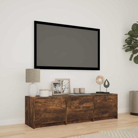 vidaXL Meuble TV avec LED avec LED Chêne Fumé 140 x 34 x 40 cm