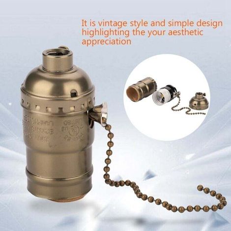 Douille de Lampe, Douille de Lumière Vintage E27 avec Chaîne de Traction, 1 Pièce de Douille de Base à Vis Moyenne en Aluminium pour Lampadaire et Lampe de Table éclairage de Bricolage(Bronze (1/3)