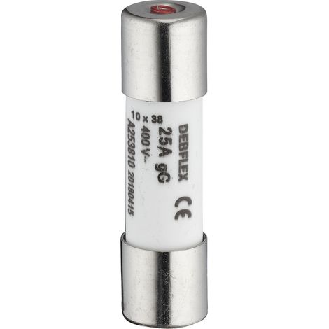 DEBFLEX - FUSIBLE AVEC VOYANT 10.3X38 25A 400V SACHET DE 3 - 715686 (1/4)