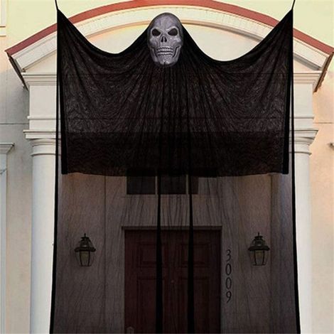 Fantôme suspendu en tissu gaze 3 m à activation vocale, décoration lumineuse pour maison hantée d’Halloween (1/4)