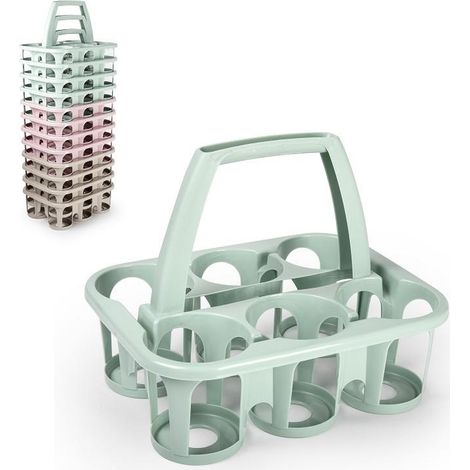 1 Pezzo Cestello Portabottiglie in Plastica 6 Posti Vari Colori (1/2)