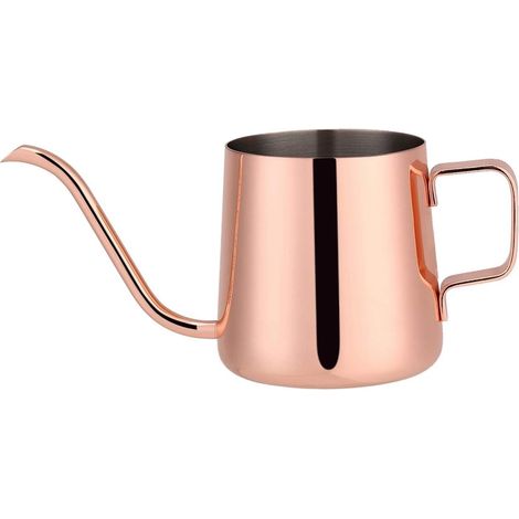 Bouilloire à col de Cygne 250 ml/350 ML cafetière Goutte à Goutte en Acier Inoxydable Longue Bec à col de Cygne Bouilloire Tasse thé Outil(4-Or Rose) (1/5)