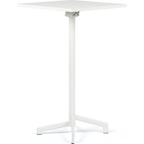 SKLUM Dely 60x60 cm quadratischer Stehtisch, klappbar und in 2 Höhen umbaubar, aus Stahl Weiss                                  