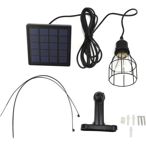 Lumière Solaire LED E27 avec Cage Métallique Suspendue pour Jardin, Cour et Éclairage Domestique 5V (1/5)